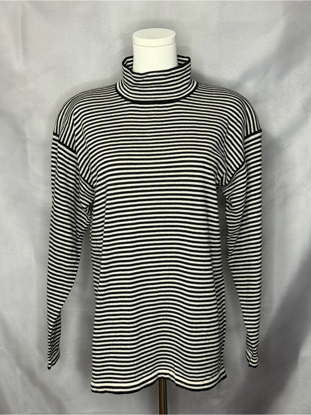 Preview Collection Striped Merino Wool Mock Neck Sweater 90s Vintage